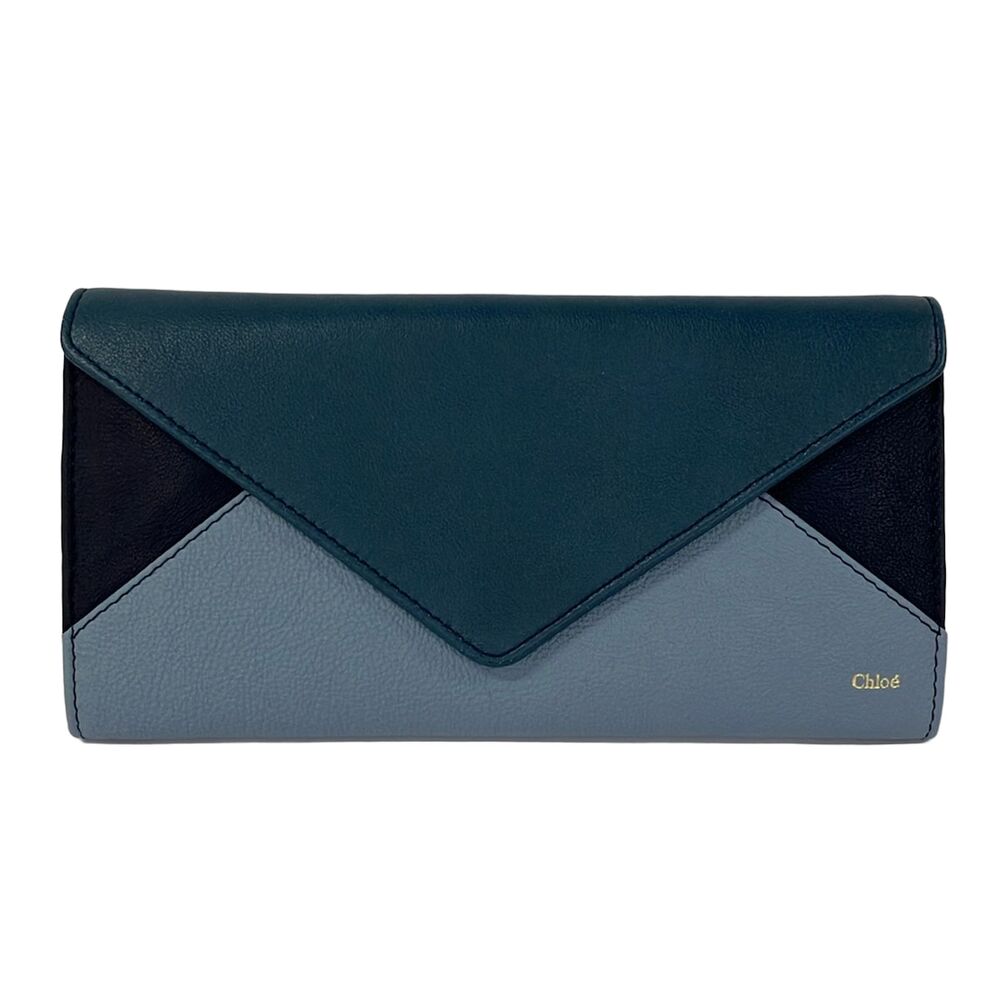 Chloé Long Wallet 3P0171-591 Navy Light Blue Dark Navy